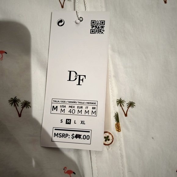 Men’s button-down shirt with palm trees, pineapples, and flamingos - Picture 3 of 3